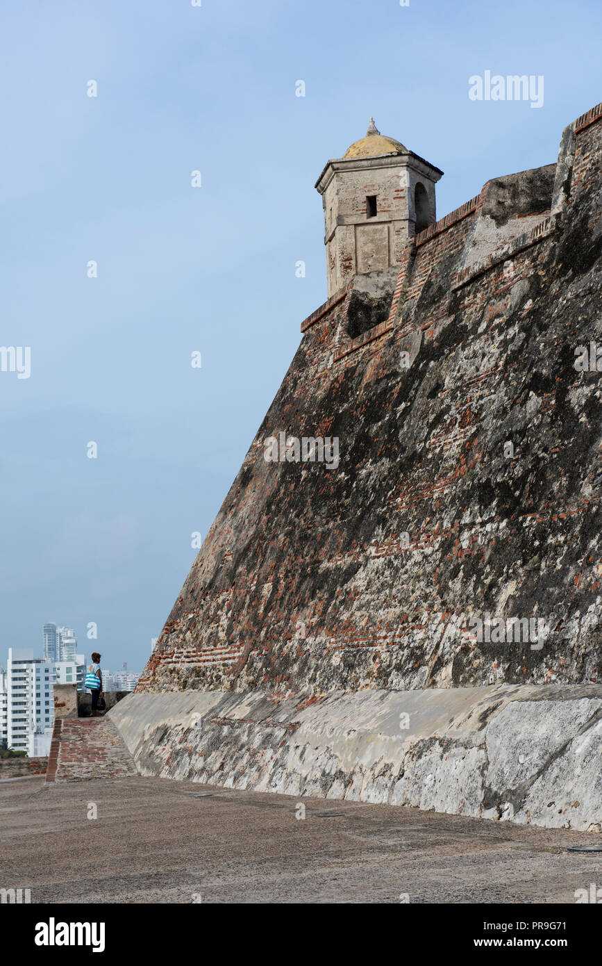 Südamerika, Kolumbien, Cartagena. Historische Castillo de San Felipe (Festung San Felipe), spanische Architektur. Circa 1536. Stockfoto