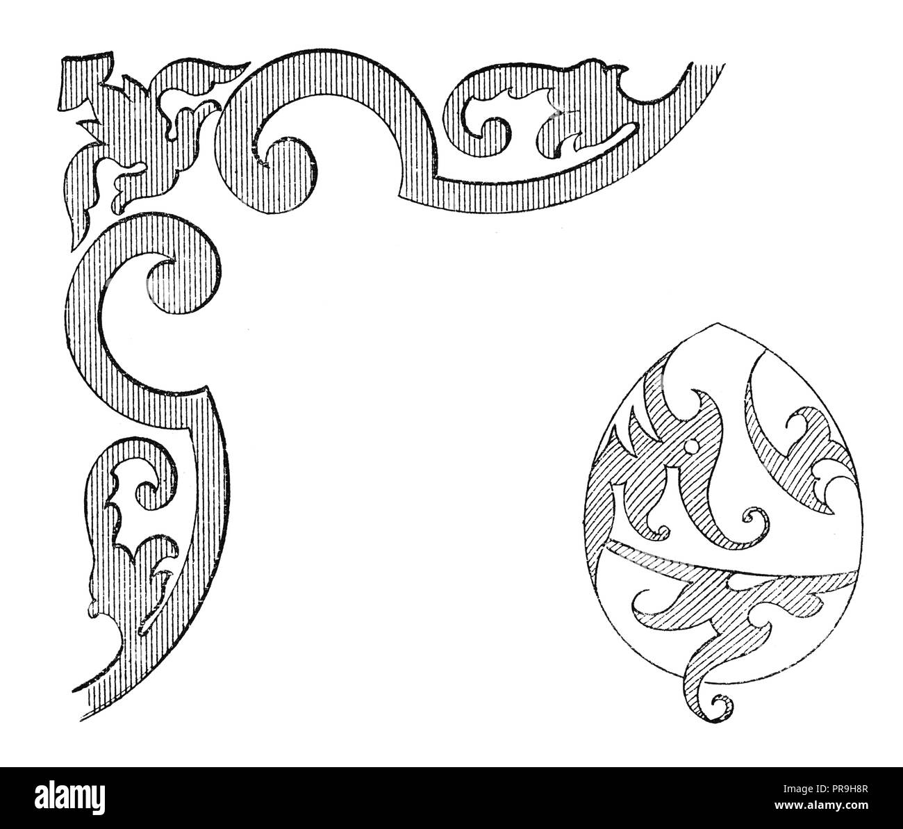 19 Abbildung: ein Design für eingelegte arbeiten. In "Die praktische Zeitschrift, eine Illustrierte Cyclopedia von Industrial News, Erfindungen veröffentlicht. Stockfoto