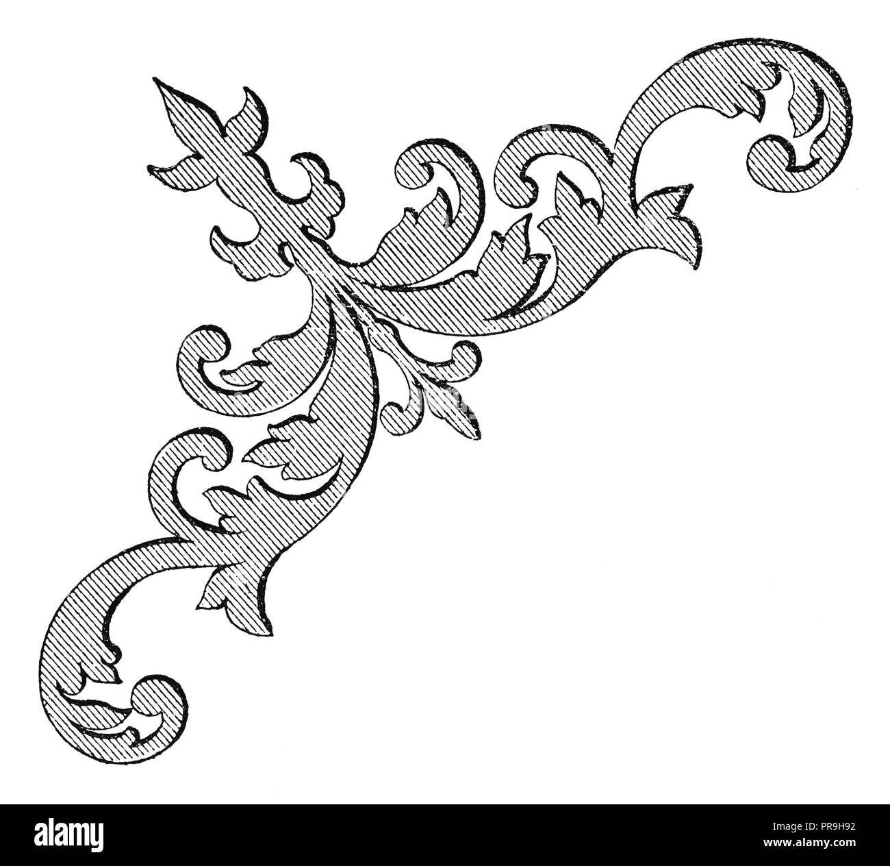 19 Abbildung: ein Design für eingelegte arbeiten. In "Die praktische Zeitschrift, eine Illustrierte Cyclopedia von Industrial News, Erfindungen veröffentlicht. Stockfoto