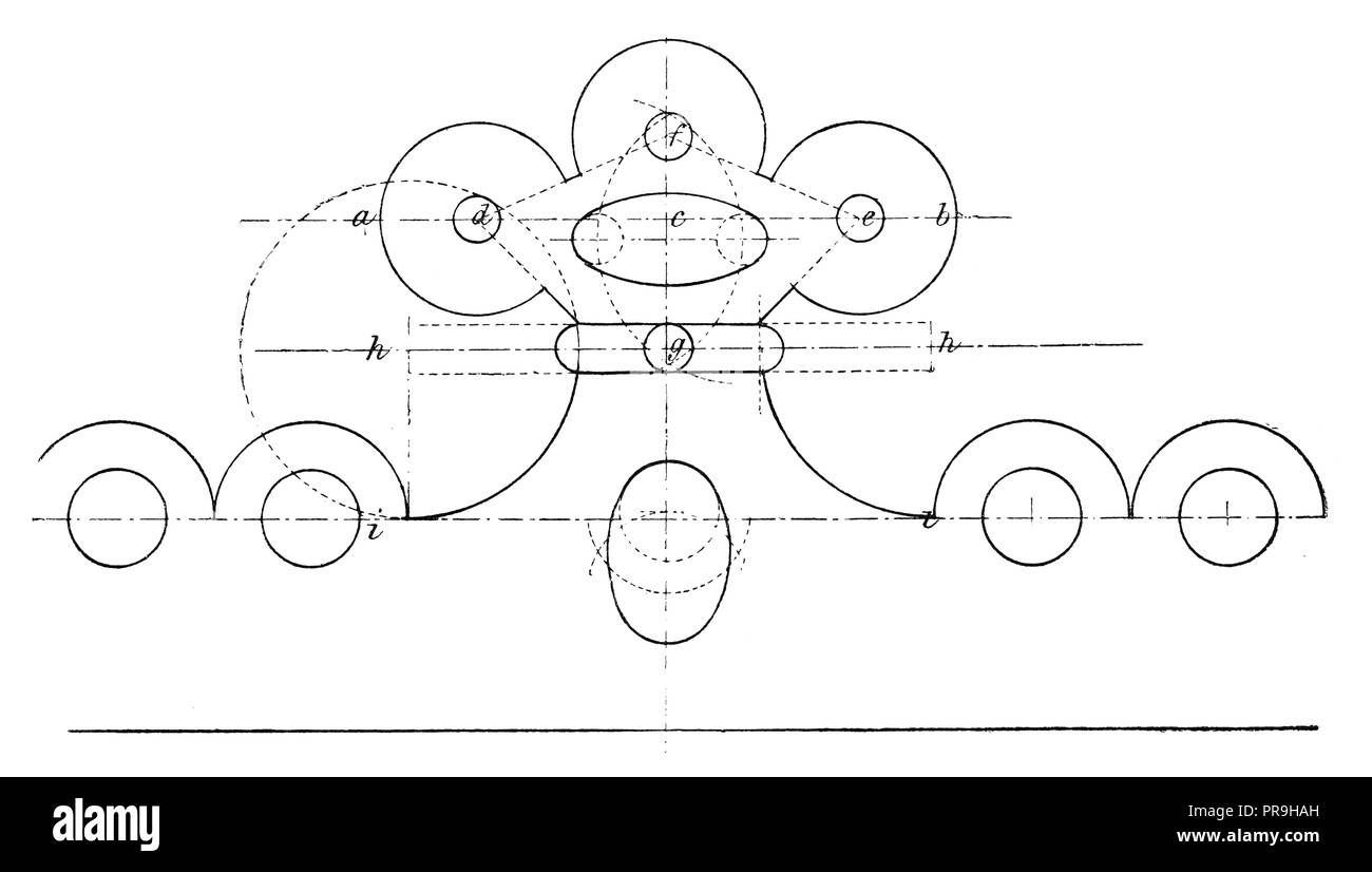 19 Abbildung: ein Design für Zierpflanzen Holzschnitt arbeiten Arbeiten mit Linien und Zentren. In "Die praktische Zeitschrift, eine Veranschaulichen veröffentlicht. Stockfoto