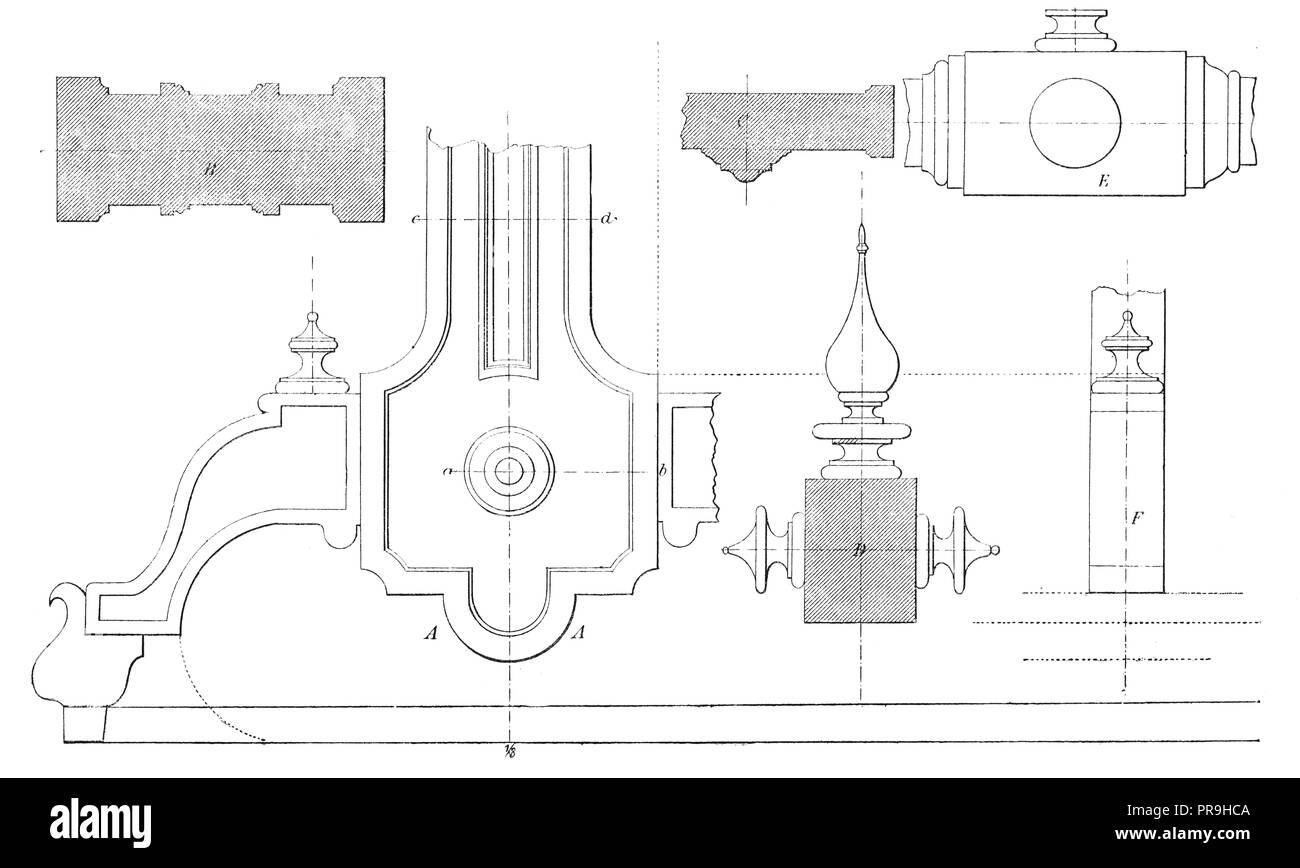19 Abbildung: ein Design für den unteren Teil des Restaurants oder Kabine salontisch. In "Die praktische Zeitschrift, eine Illustrierte Cyclope veröffentlicht. Stockfoto