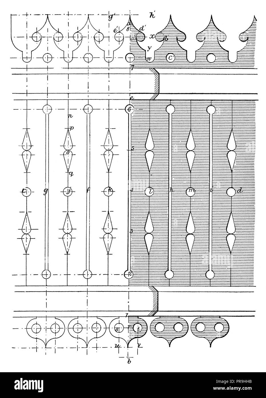 19 Abbildung: ein Design von erblassen oder Palisade. In "Die praktische Zeitschrift, eine Illustrierte Cyclopedia von Industrial News, Vorräte veröffentlicht. Stockfoto