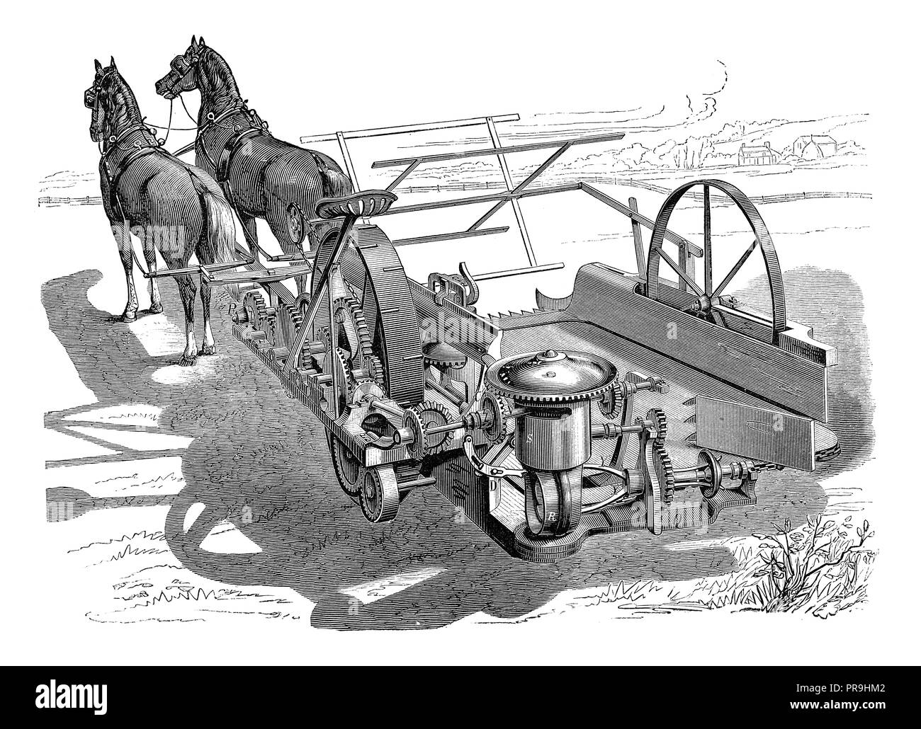 19 Abbildung: ein Korn binder Anlage zu Harvester. In "Die praktische Zeitschrift, eine Illustrierte Cyclopedia von der Industrie veröffentlicht. Stockfoto