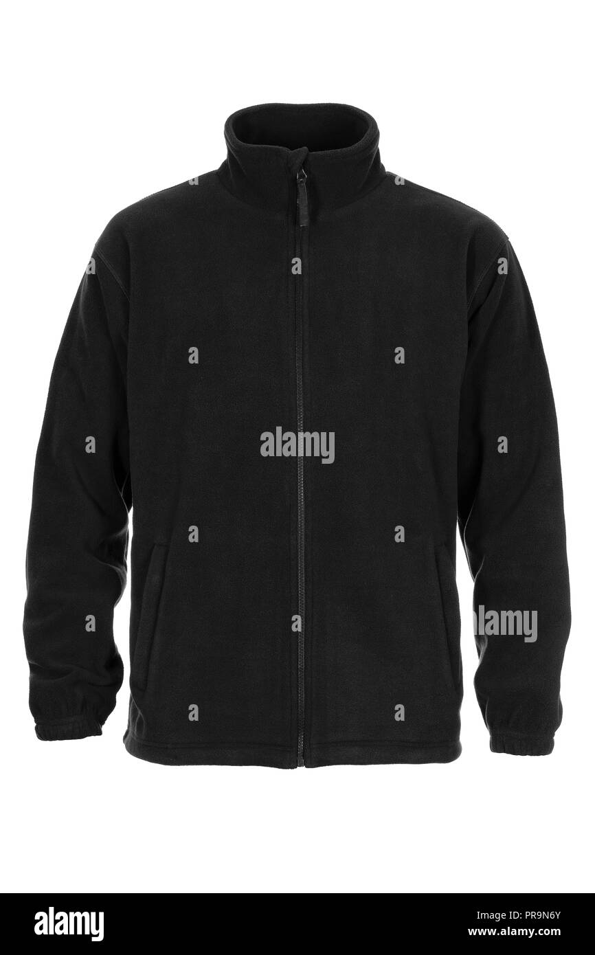 Schwarz sweatshirt Fleece für den Menschen auf weißem Hintergrund Stockfoto