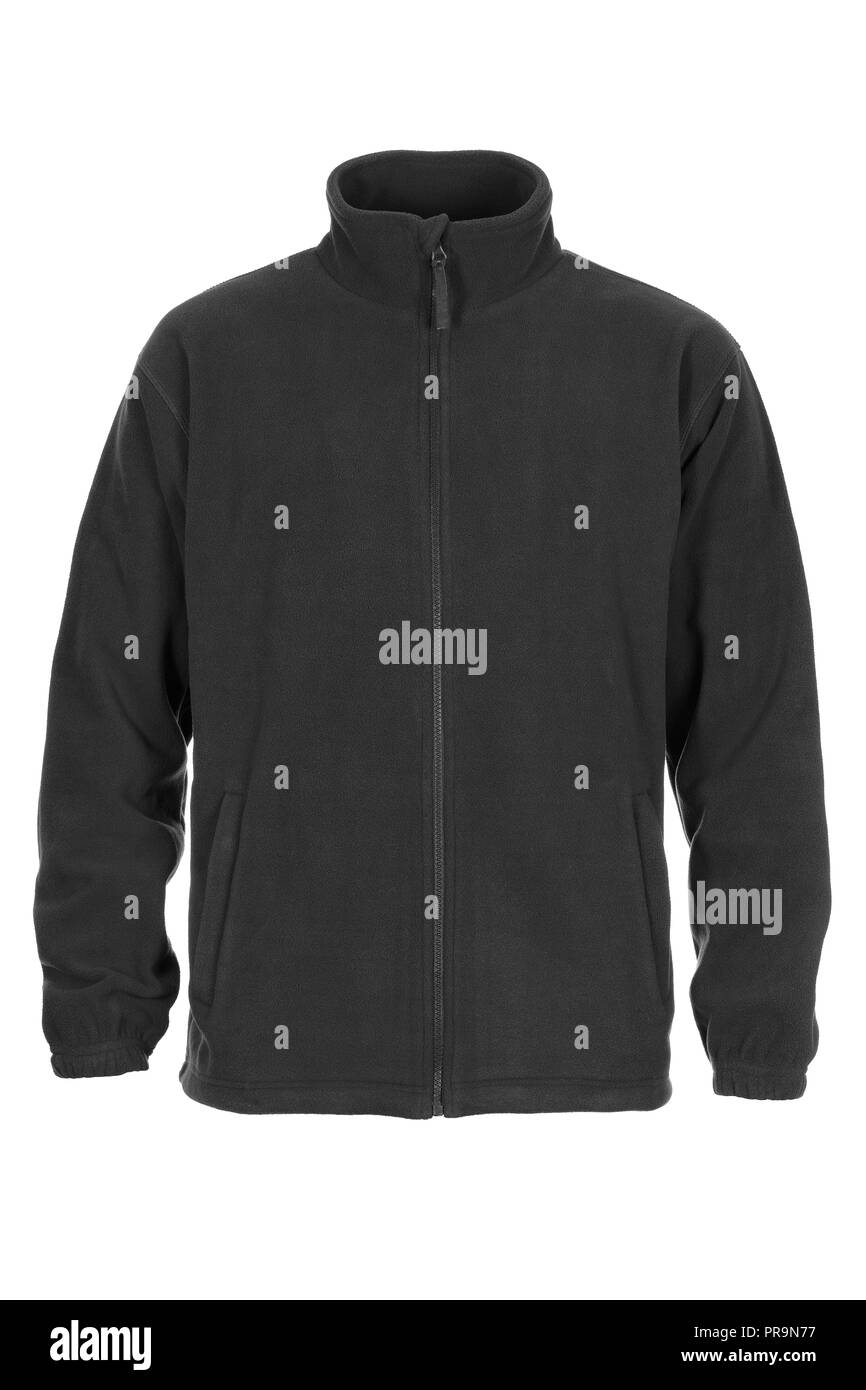 Graues sweatshirt Fleece für den Menschen auf weißem Hintergrund Stockfoto