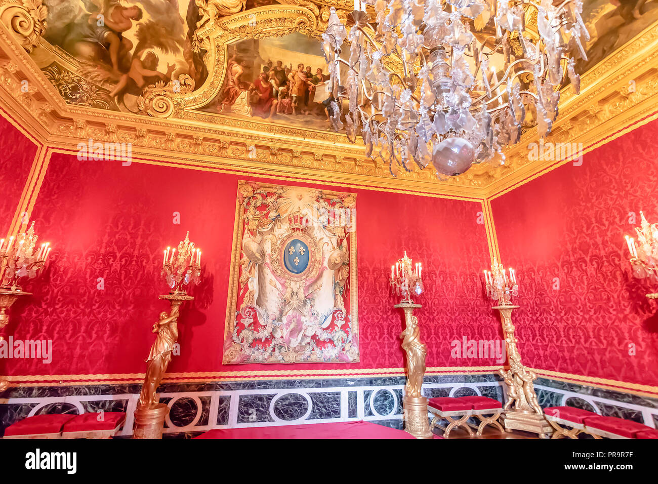 Versailles, Frankreich - 14. März 2018: Der Mercury Salon in des Königs Grand Apartment im königlichen Palast von Versailles in Frankreich. Stockfoto