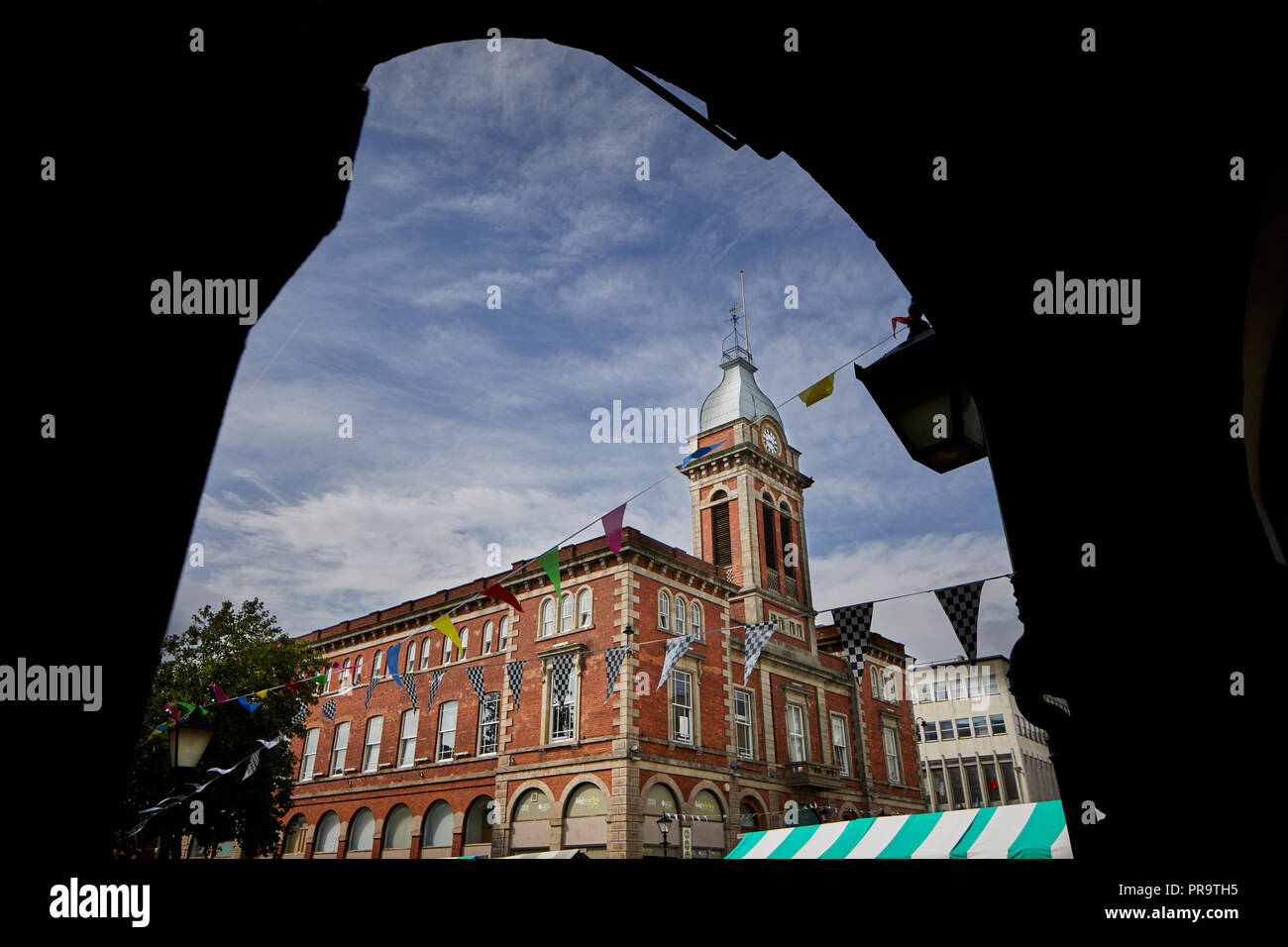 Markt von Chesterfield Derbyshire Stadt Halle Gebäude Stockfoto