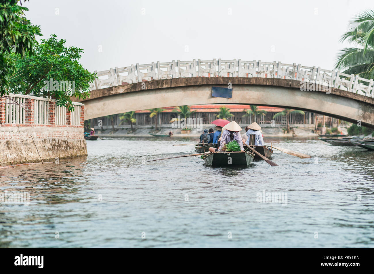 Bootsfahrt von Vung Straßenbahn Pier. Traditionelle Paddle - Bootsfahrt können die Touristen wirklich die Ruhe und die Schönheit der Natur der Ngo Dong Fluss zu schätzen wissen. Stockfoto