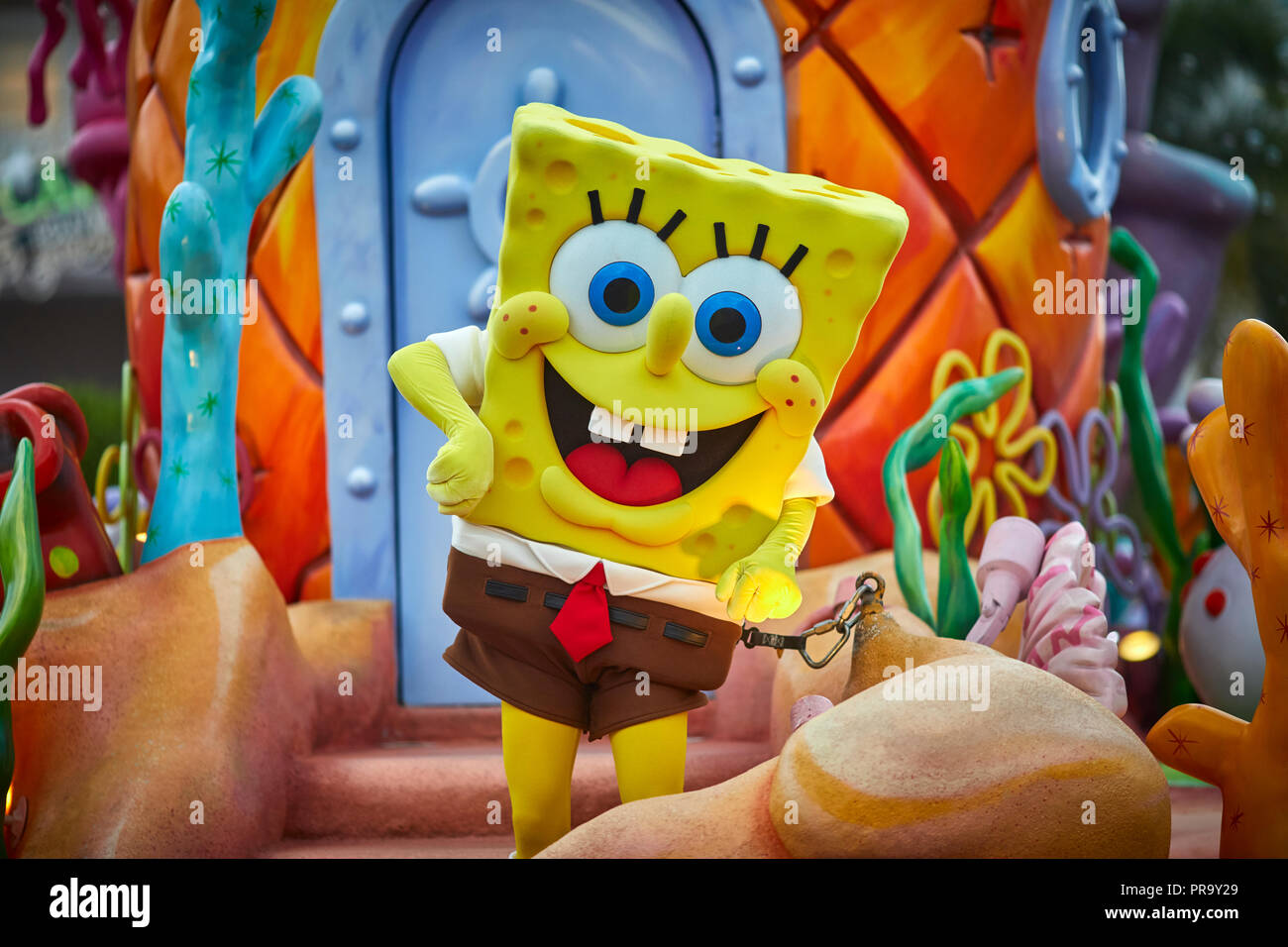 Sponebob auf der Parade in den Universal Studios Orlando Stockfoto