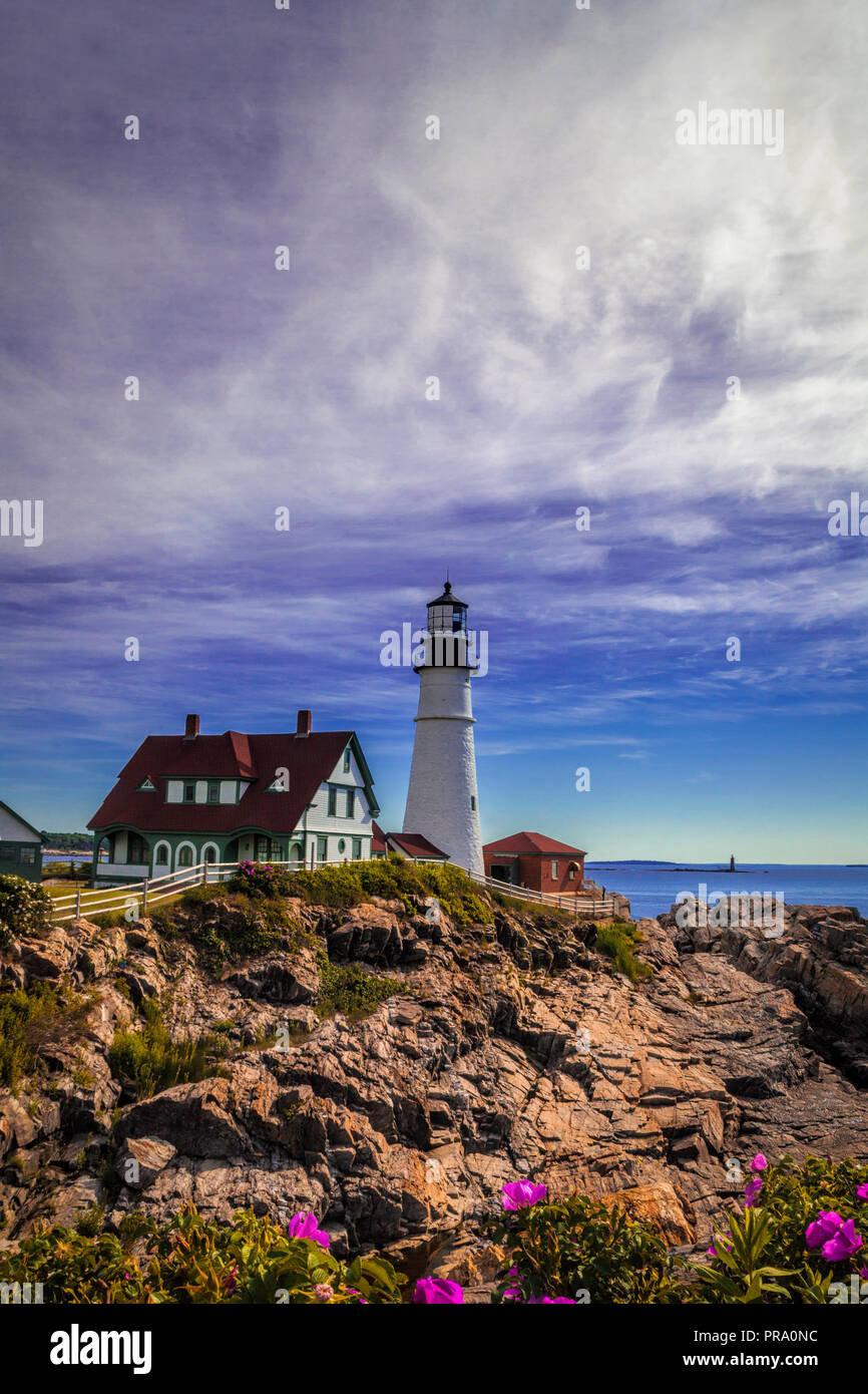 Portland Head Leuchtturm in Maine Stockfoto