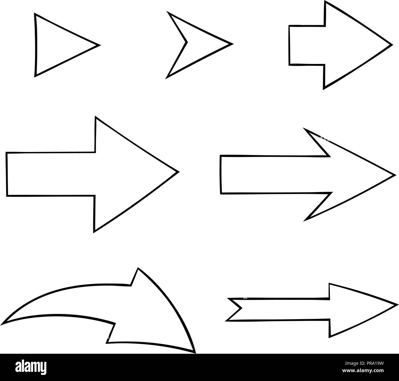 Pfeile gesetzt. Einfache Strichzeichnungen Stock Vektor