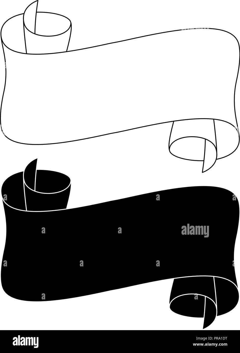 Schwarze und weiße Band blättert. Umrisse Symbole Stock Vektor