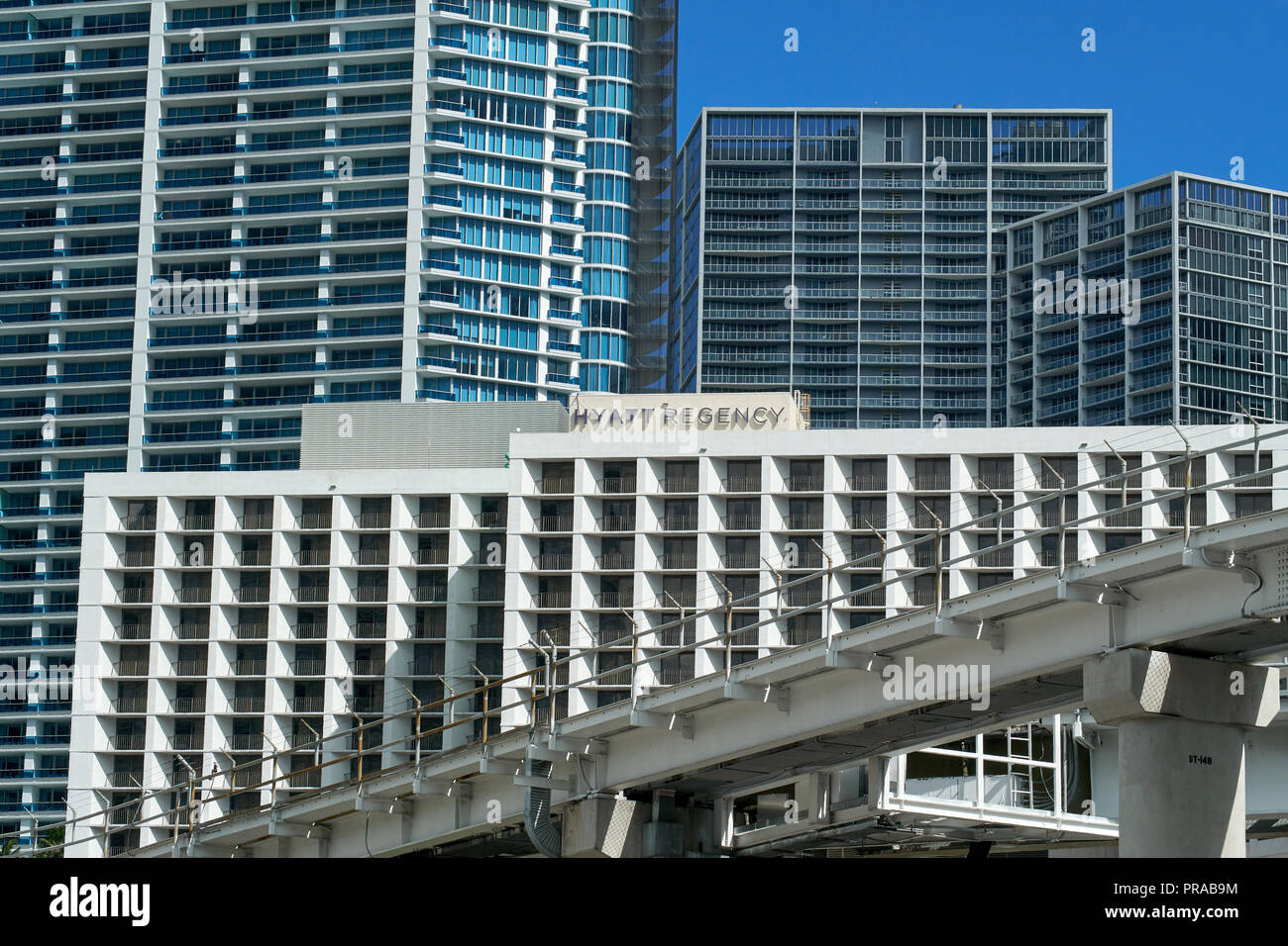 MIAMI, USA - 22. AUGUST 2018: Hyatt Regency Hotel in Downtown Miami, Florida Stockfoto