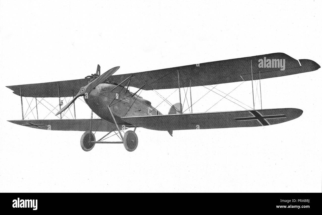 November 1918 - Arten von deutschen Flugzeugen. Halberstadt Aufklärer. Ansicht von vorn Stockfoto