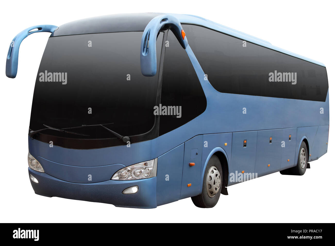 Bus Blau auf weißem Hintergrund. Stockfoto
