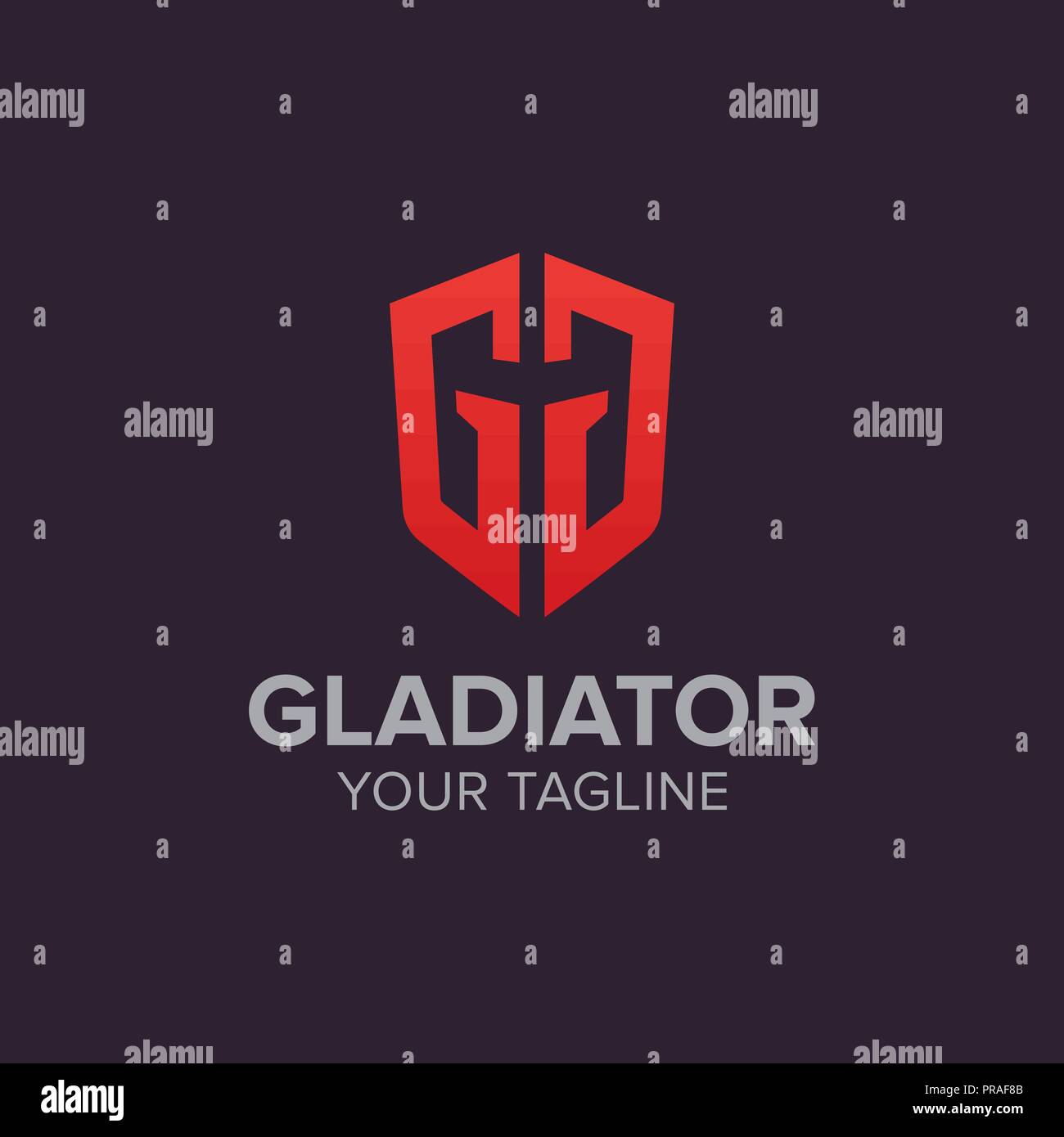 Kreative logo Emblem Vector Illustration der abstrakten Gladiator Vektor Logo Design Konzept Stock Vektor