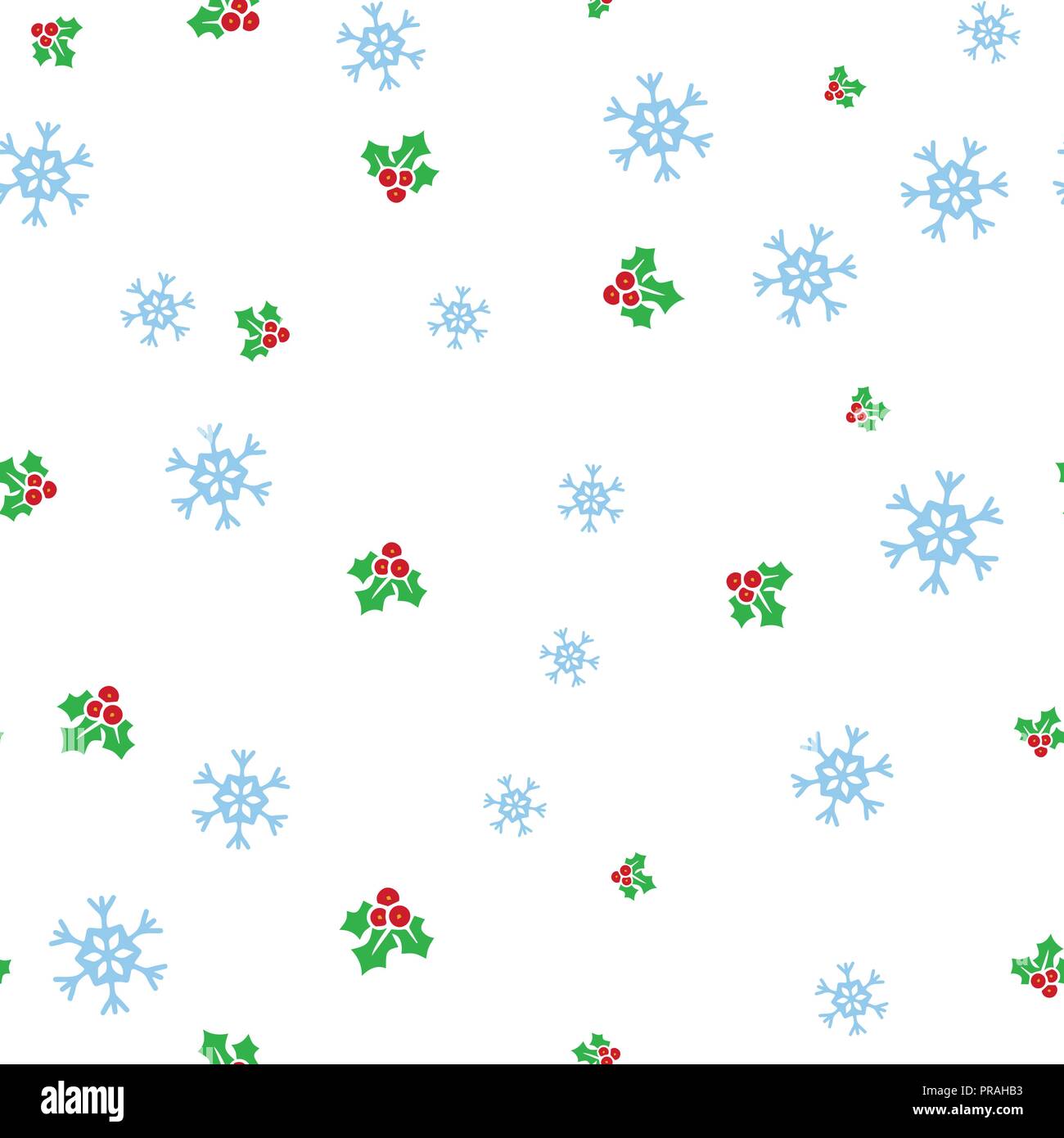 Weihnachten Mistel und Schneeflocke nahtlose Muster. Auf einem weißen Hintergrund. Vector Illustration. Stock Vektor