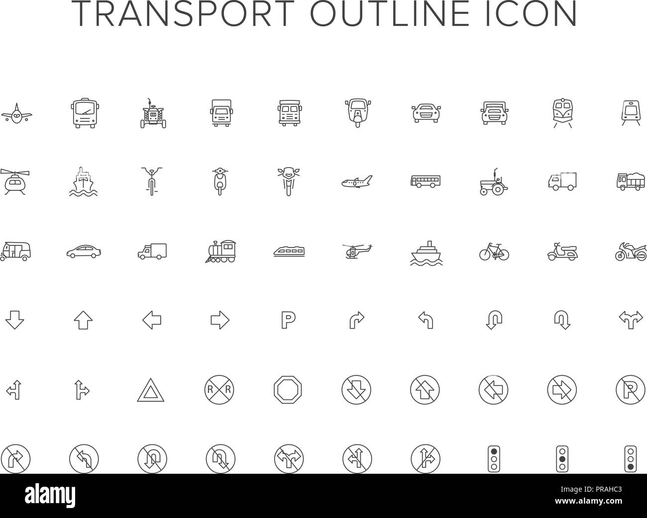 Transport Line Icon Set Stock Vektor