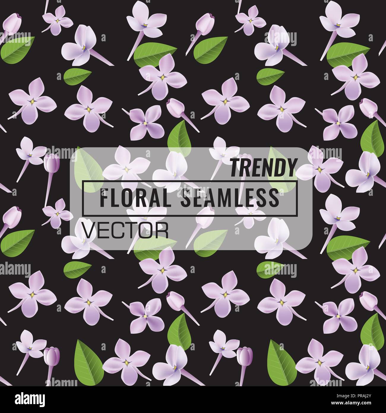 3d-florale nahtlose Muster Hintergrund. Textur mit Lila Lila Blüten, Blätter und Blüten Vector Illustration. Stock Vektor