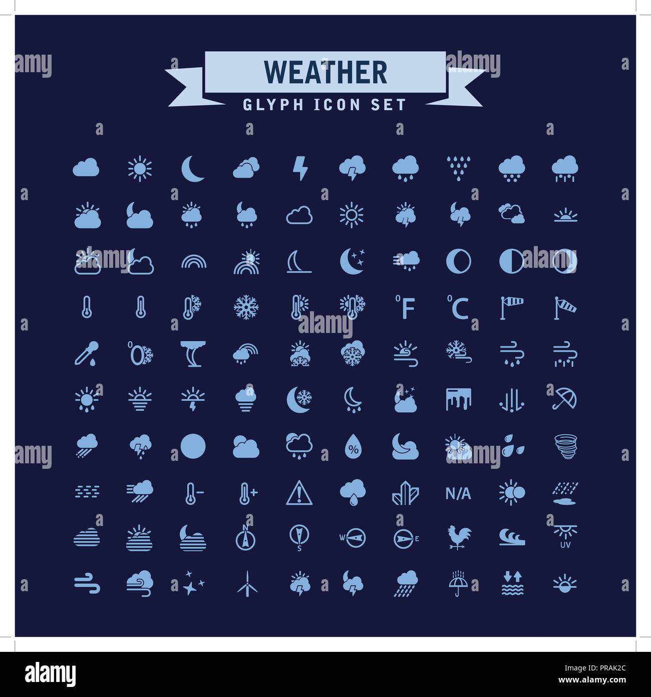 Wetter Glyph Icon Set Stock Vektor