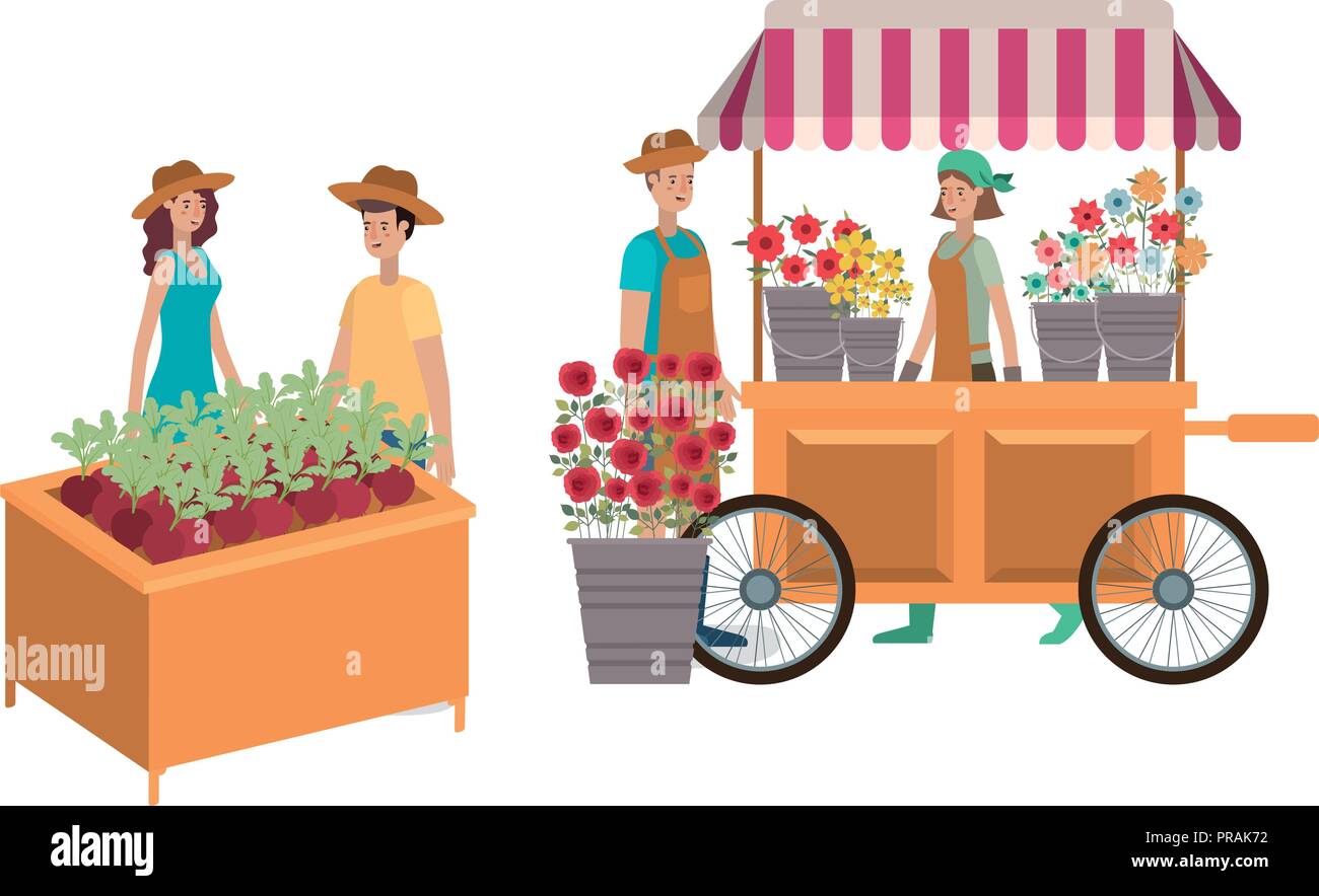 Grup von Menschen in Kiosk mit Anlage avatar Charakter Stock Vektor