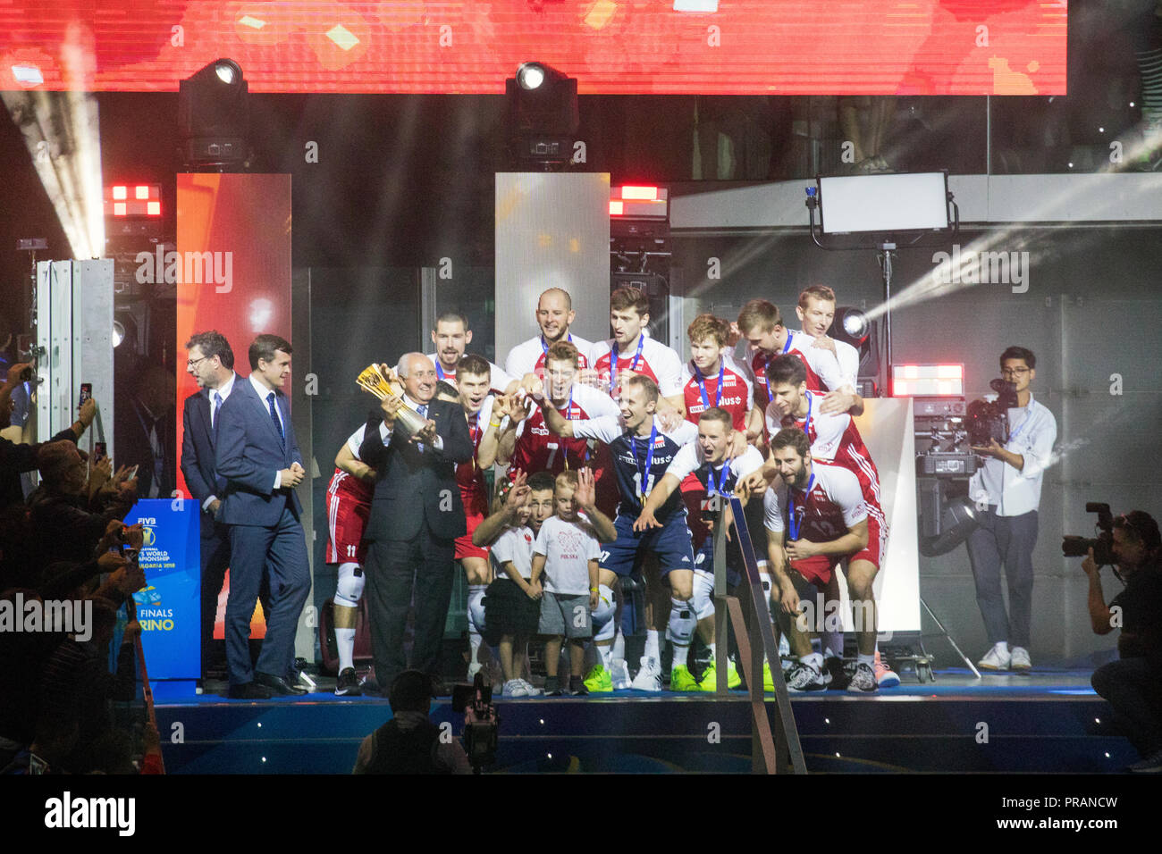 Torino, Italien am 30. September 2018. Team Polen Weltmeister 2018 in der letzten 1-2-Männer von 2018 FIVB World Championship in Turin, Italien Credits statt: Mauro Ujetto/Alamy leben Nachrichten Stockfoto