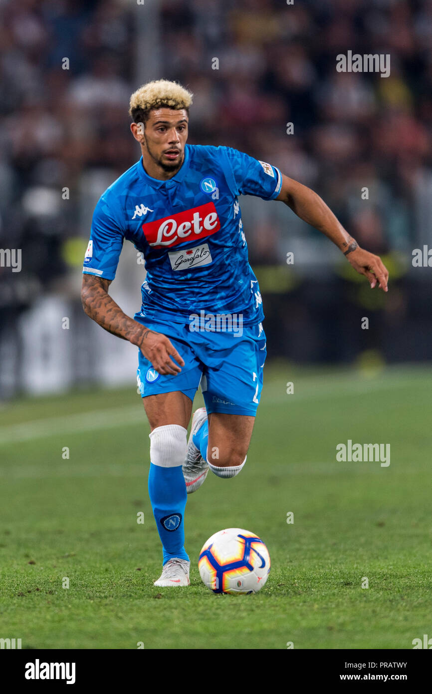 Kevin Malcuit (Neapel) während Erie der Italienischen eine "Übereinstimmung zwischen Juventus 3-1 Napoli bei Allianz Stadion am 29. September 2018 in Turin, Italien. Credit: Maurizio Borsari/LBA/Alamy leben Nachrichten Stockfoto