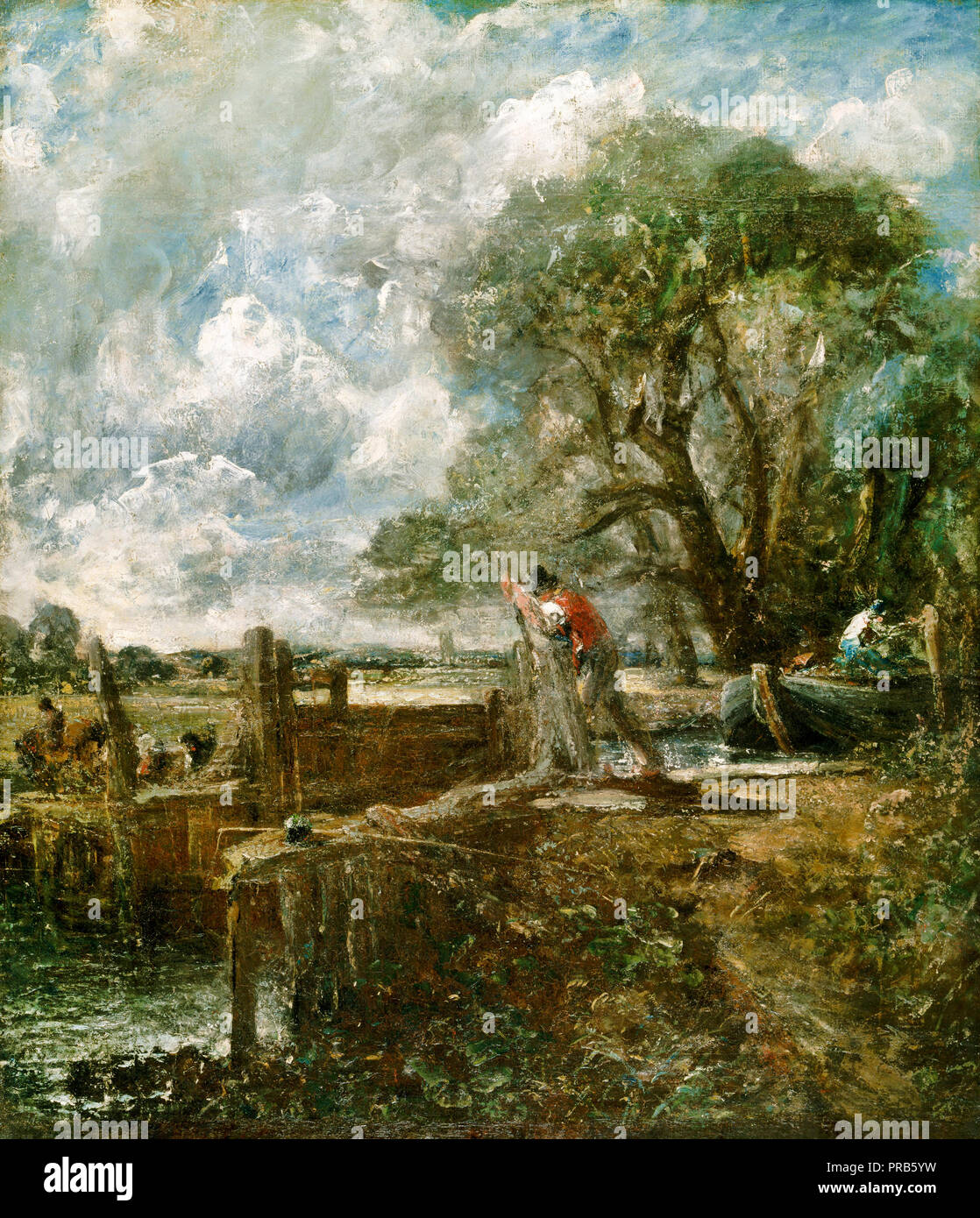 John Constable, Skizze für ein Boot, ein Lock'. Circa 1822-1824 Öl auf Leinwand, Philadelphia Museum der Kunst, Pennsylvania, USA. Stockfoto