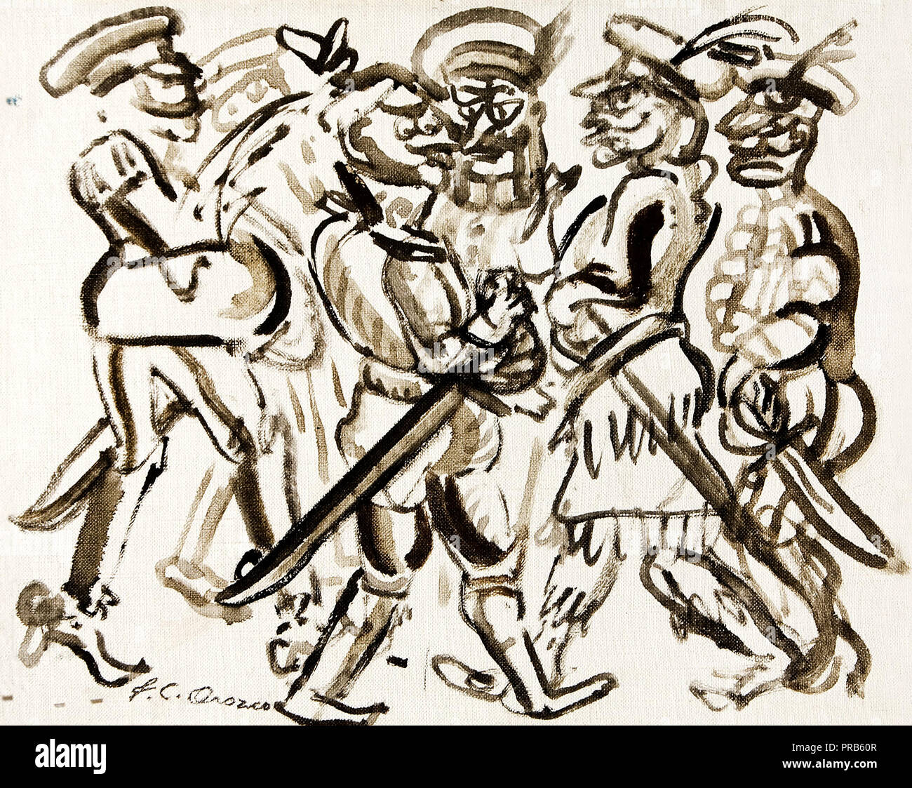 Jose Clemente Orozco, Bürgermeister des Clowns 1946 Öl auf Leinwand, Museum für Lateinamerikanische Kunst. Stockfoto