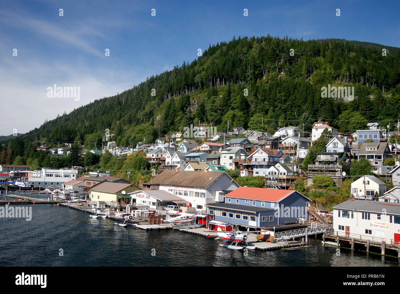 Anzeigen von Ketchikan, Alaska von an Bord eines Kreuzfahrtschiffes Stockfoto
