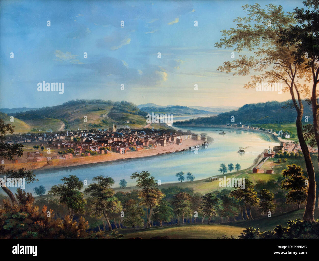 Johannes Caspar Wild, Ansicht von Cincinnati von Covington 1835 Öl auf Leinwand, Cincinnati Museum Mitte bei Union Terminal, USA. Stockfoto