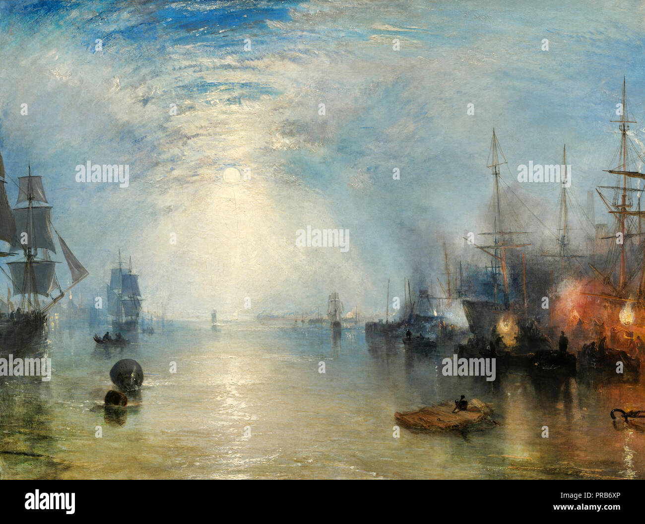 J. M. W. Turner, Keelmen hieven in Kohlen bei Mondschein 1835 Öl auf Leinwand, Nationalgalerie, Washington, D.C., USA. Stockfoto