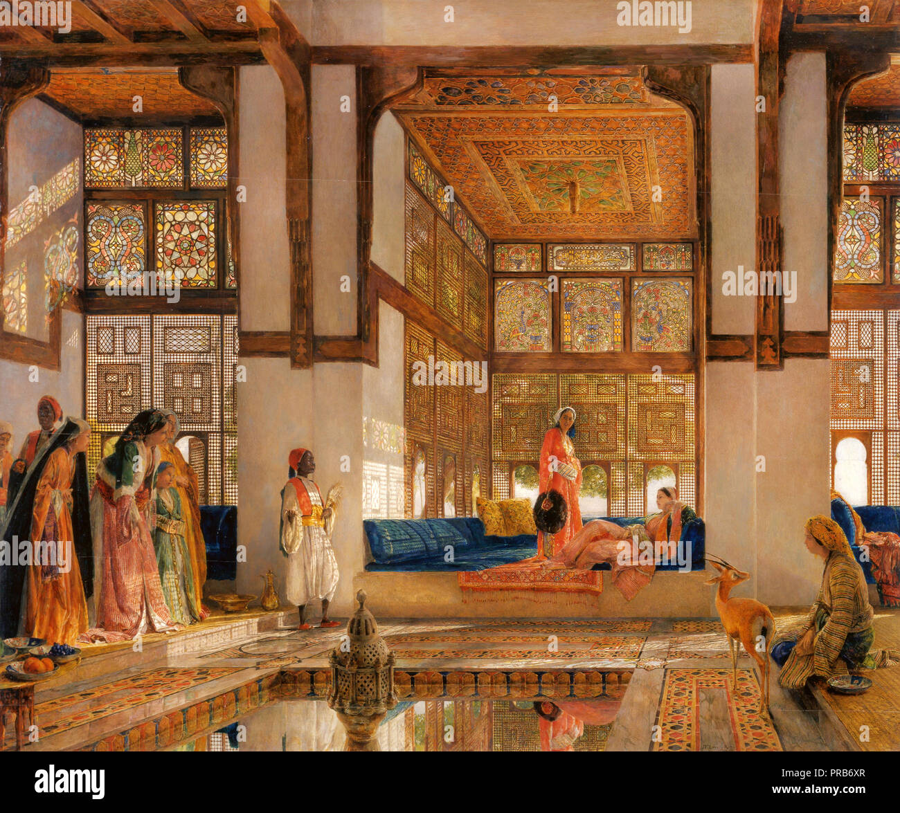 John Frederick Lewis, eine Dame empfangen Besucher (an der Rezeption) 1873 Öl auf Leinwand, Yale Center für British Art, New Haven, USA. Stockfoto