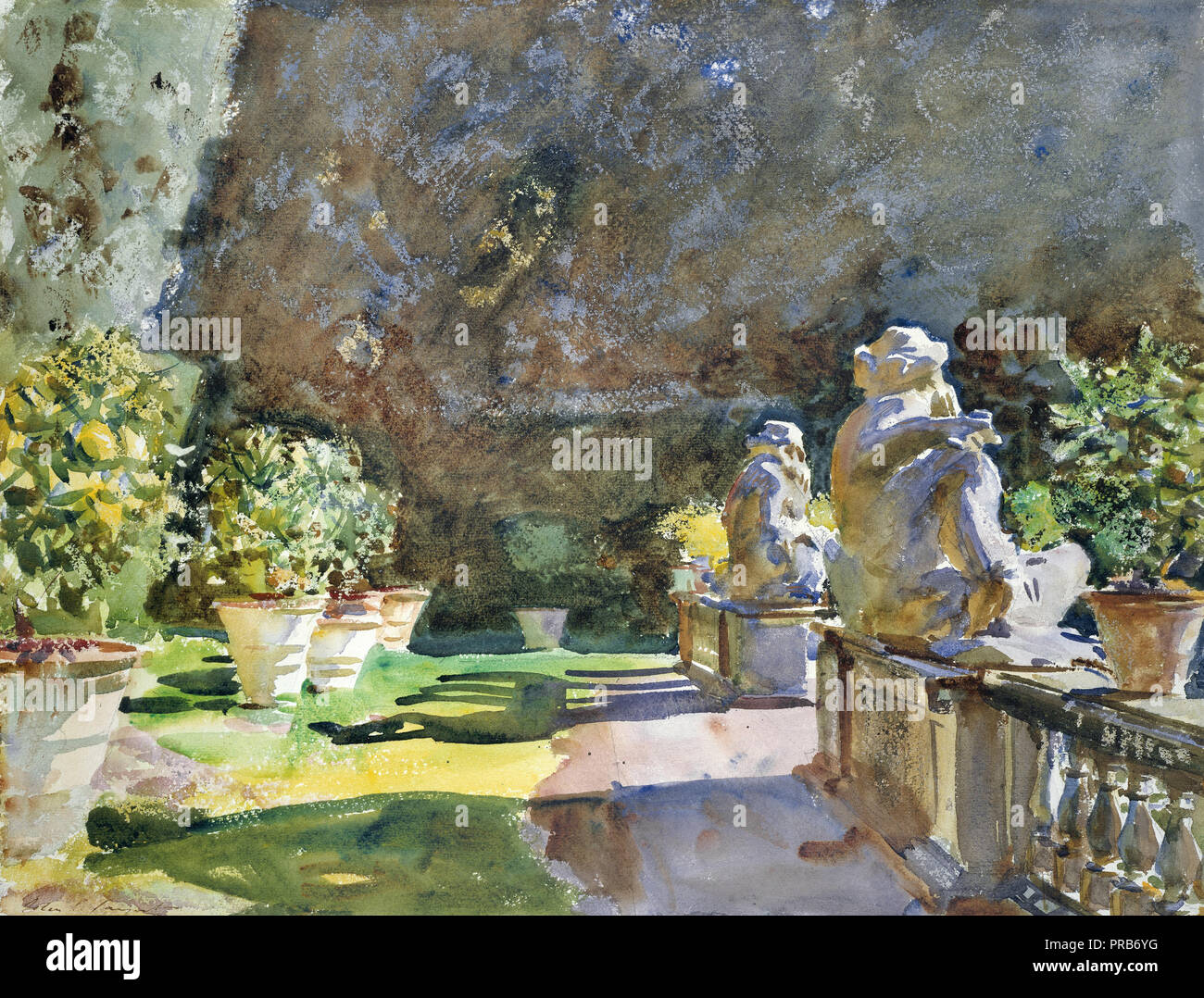 John Singer Sargent, Villa di Marlia, Lucca 1910 Watercol, Museum der Bildenden Künste in Boston, USA. Stockfoto