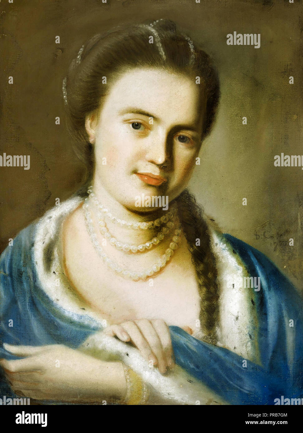 John Singleton Copley, Porträt von Frau Gawen Braun 1763, Pastell auf Papier, das Museum der feinen künste, Houston, TX, USA. Stockfoto