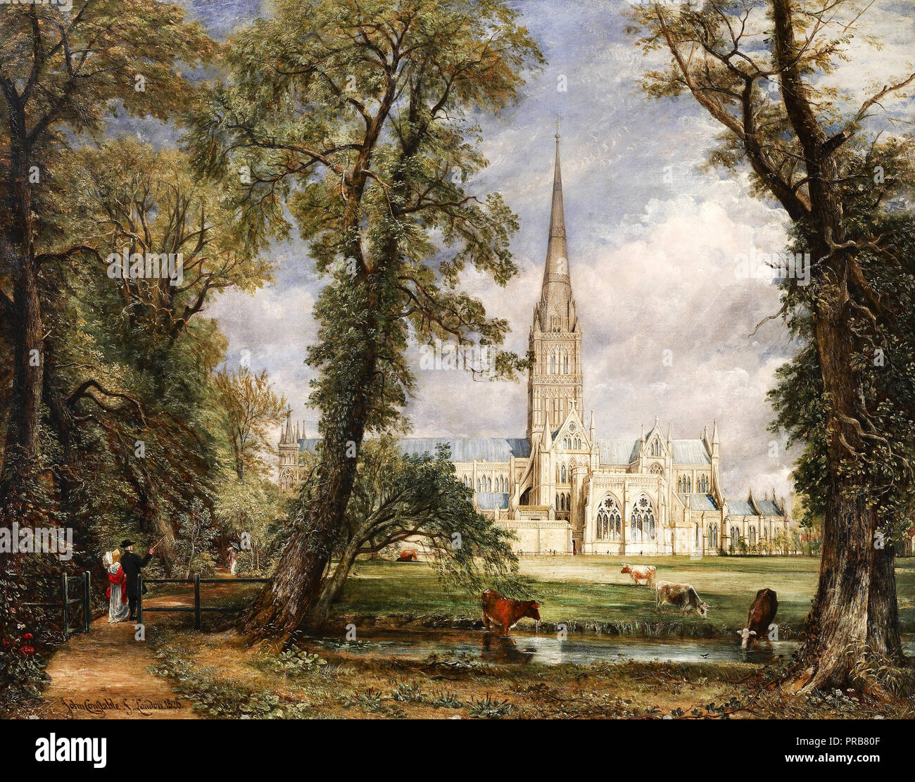 John Constable, Salisbury Kathedrale von des Bischofs Garten 1826 Öl auf Leinwand, Frick Collection, New York, USA. Stockfoto