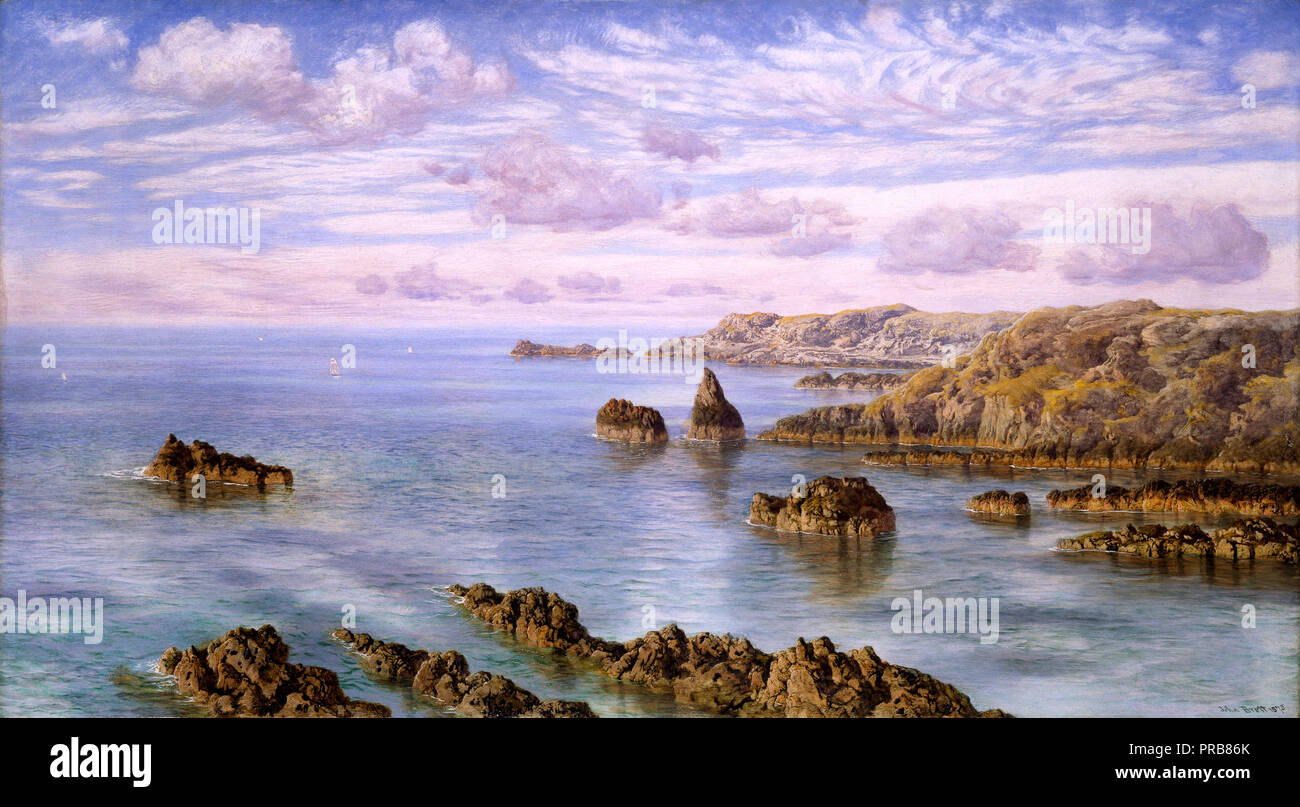 John Brett, Südküste von Guernsey 1875 Öl auf Leinwand, Birmingham Museum & Art Gallery, England. Stockfoto