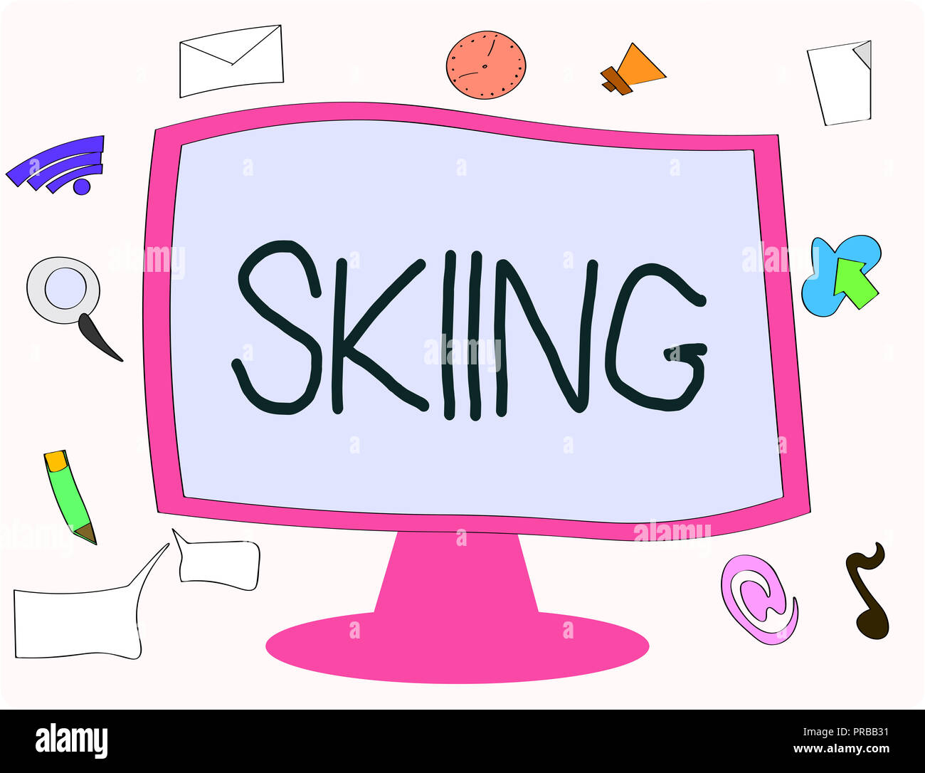 Schreiben Hinweis, Skifahren. Business foto Präsentation Aktion von Reisen über Schnee Ski vor allem als Sport oder zum Vergnügen. Stockfoto