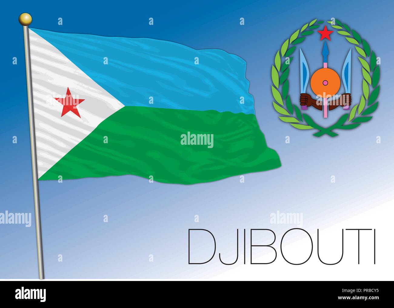Republik Dschibuti Flagge, Vektor, Abbildung Stock Vektor