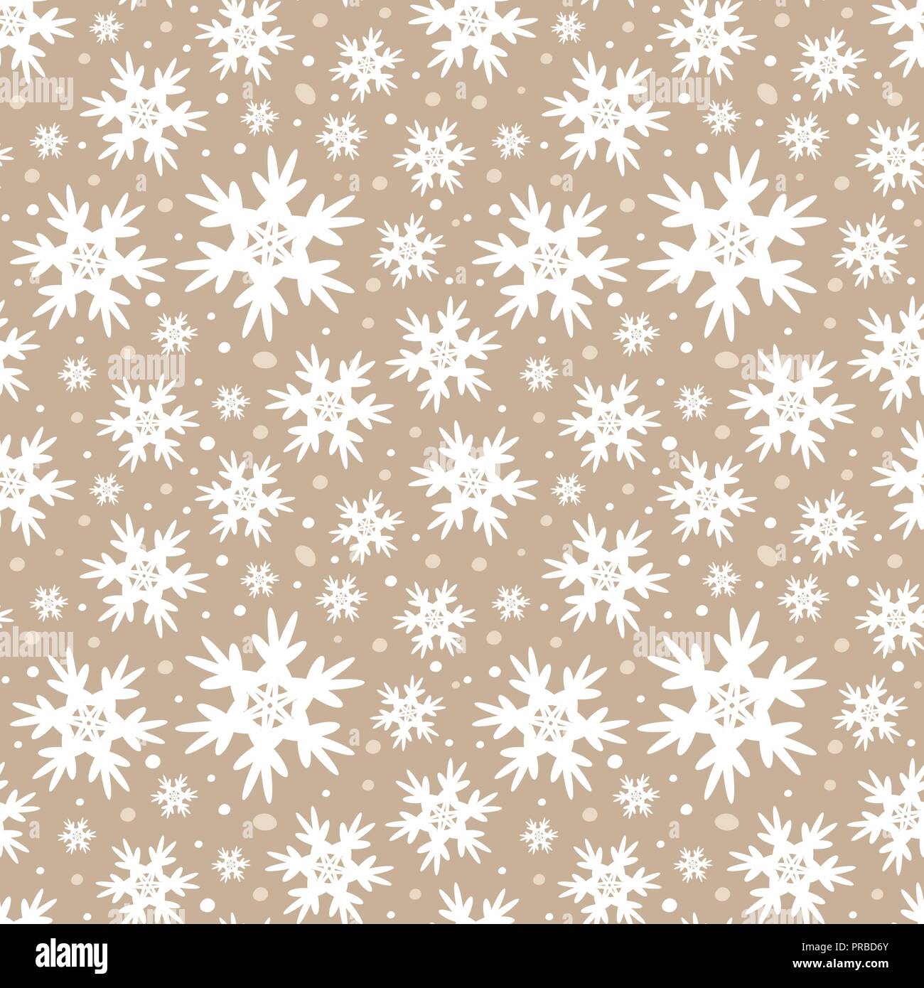 Winter beige nahtlose Muster mit Schneeflocken Stockfoto