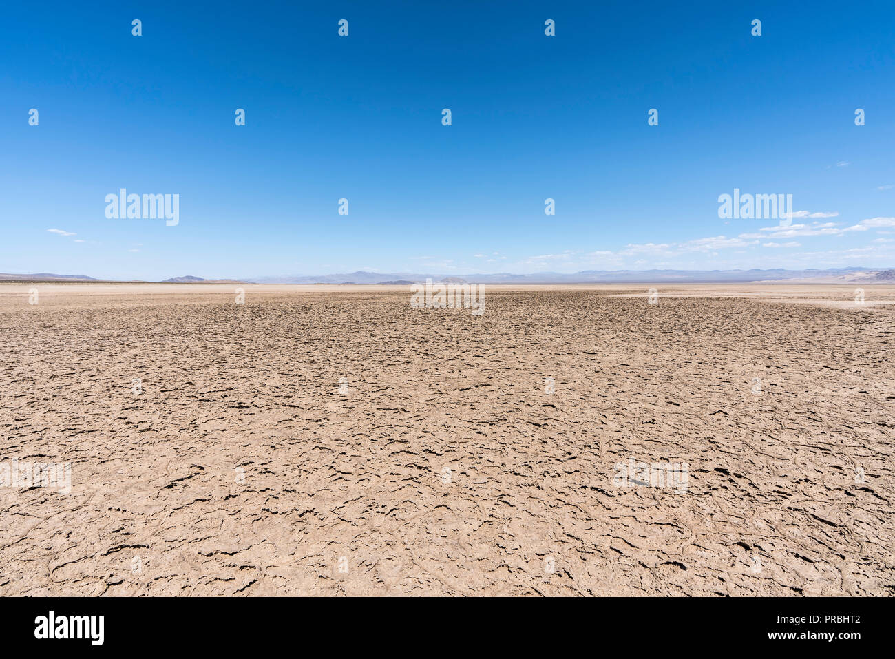 Trockene Mojave Wüste See mit knusprigem Schlamm Muster in der Nähe von Bäcker, Kalifornien Stockfoto