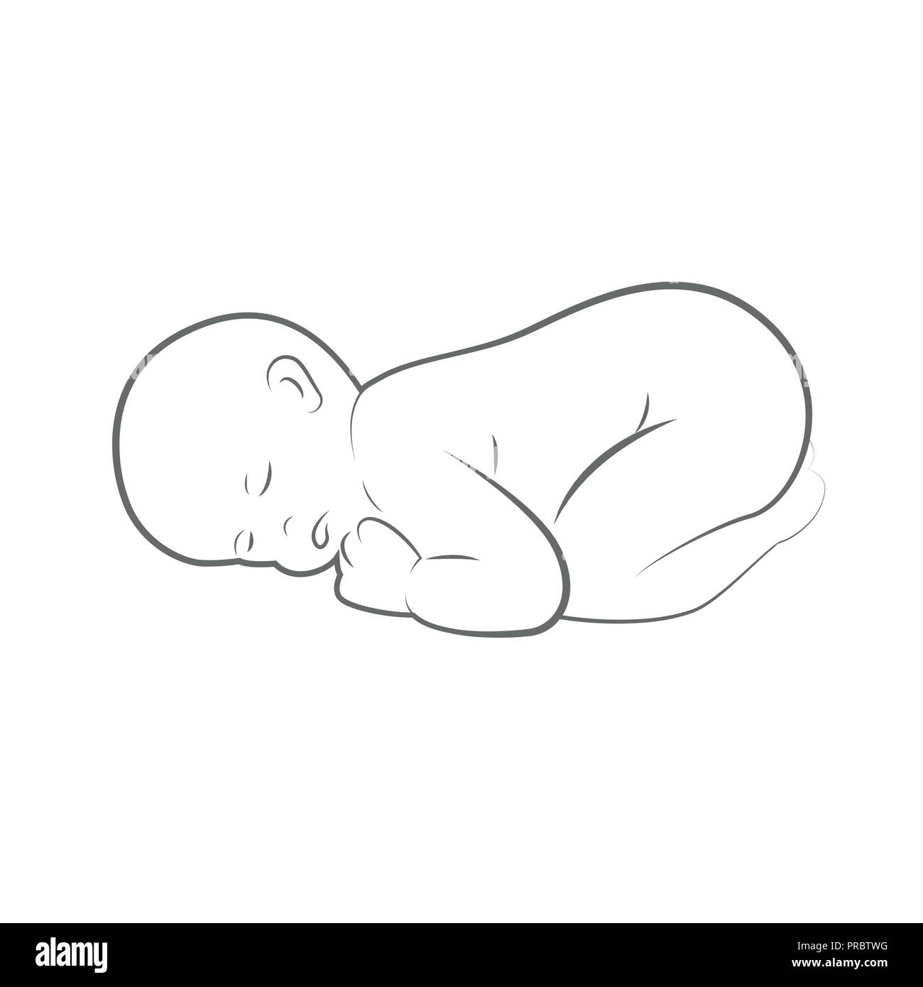 New Born Baby schläft Strichzeichnung outlline Vektor-illustration EPS 10. Stock Vektor