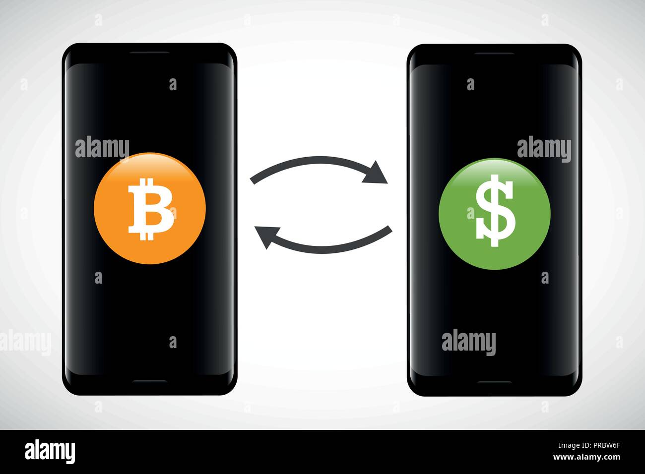 Bitcoin und Dollar mobile Banking Konzept der cryptocurrency Technologie Vektor-illustration EPS 10. Stock Vektor