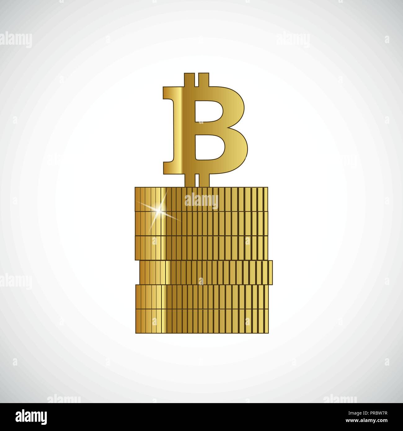 Golden bitcoin steht auf Goldmünzen Konzept der cryptocurrency Vektor-illustration EPS 10. Stock Vektor
