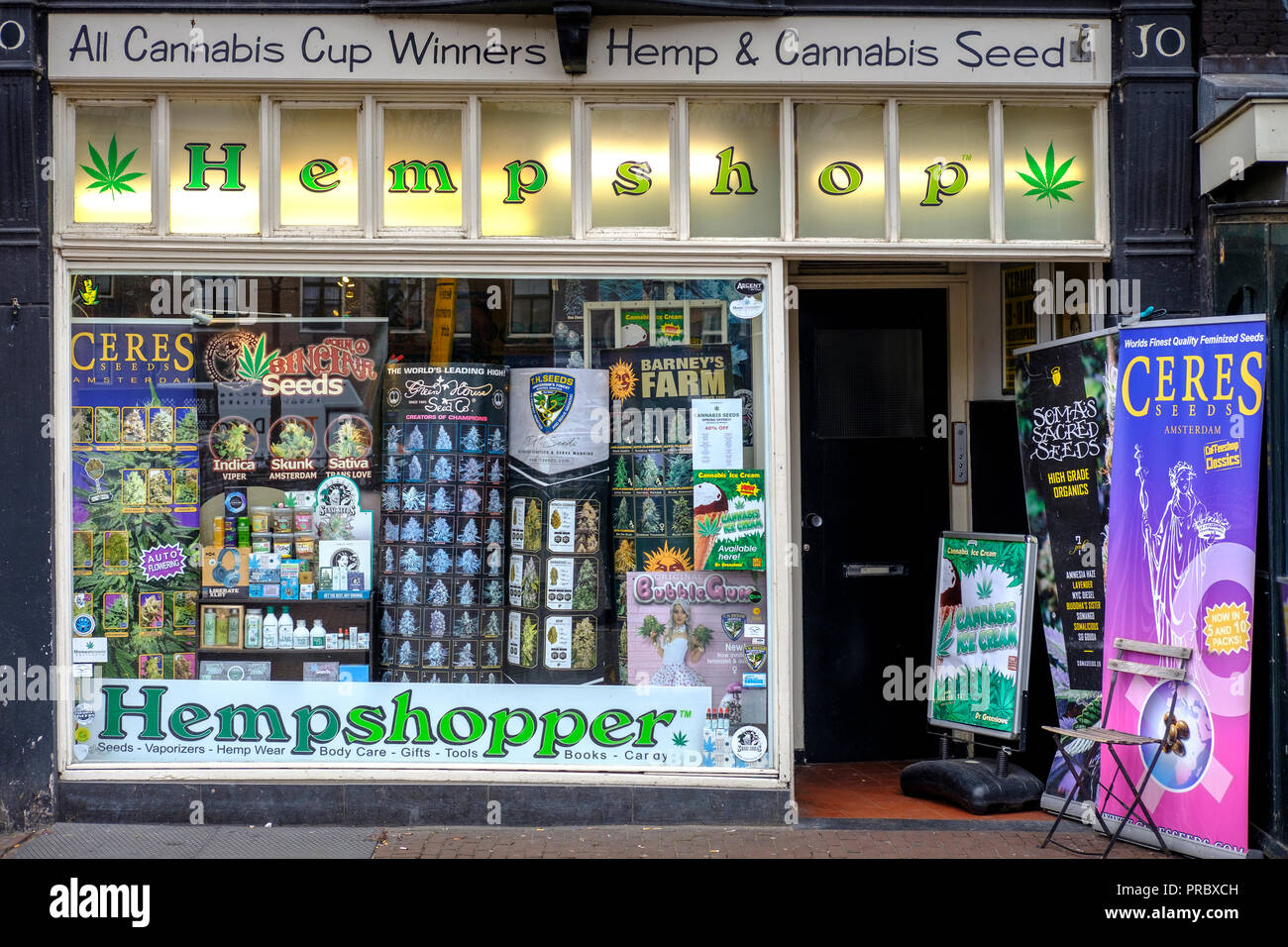 Niederlande, Amsterdam = Hempshop - lexterior eines Cannabis store Stockfoto
