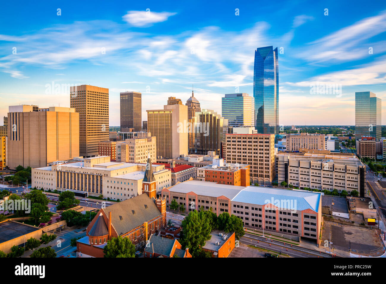 Oklahoma City, Oklahoma, USA Downtown Skyline in der Dämmerung. Stockfoto