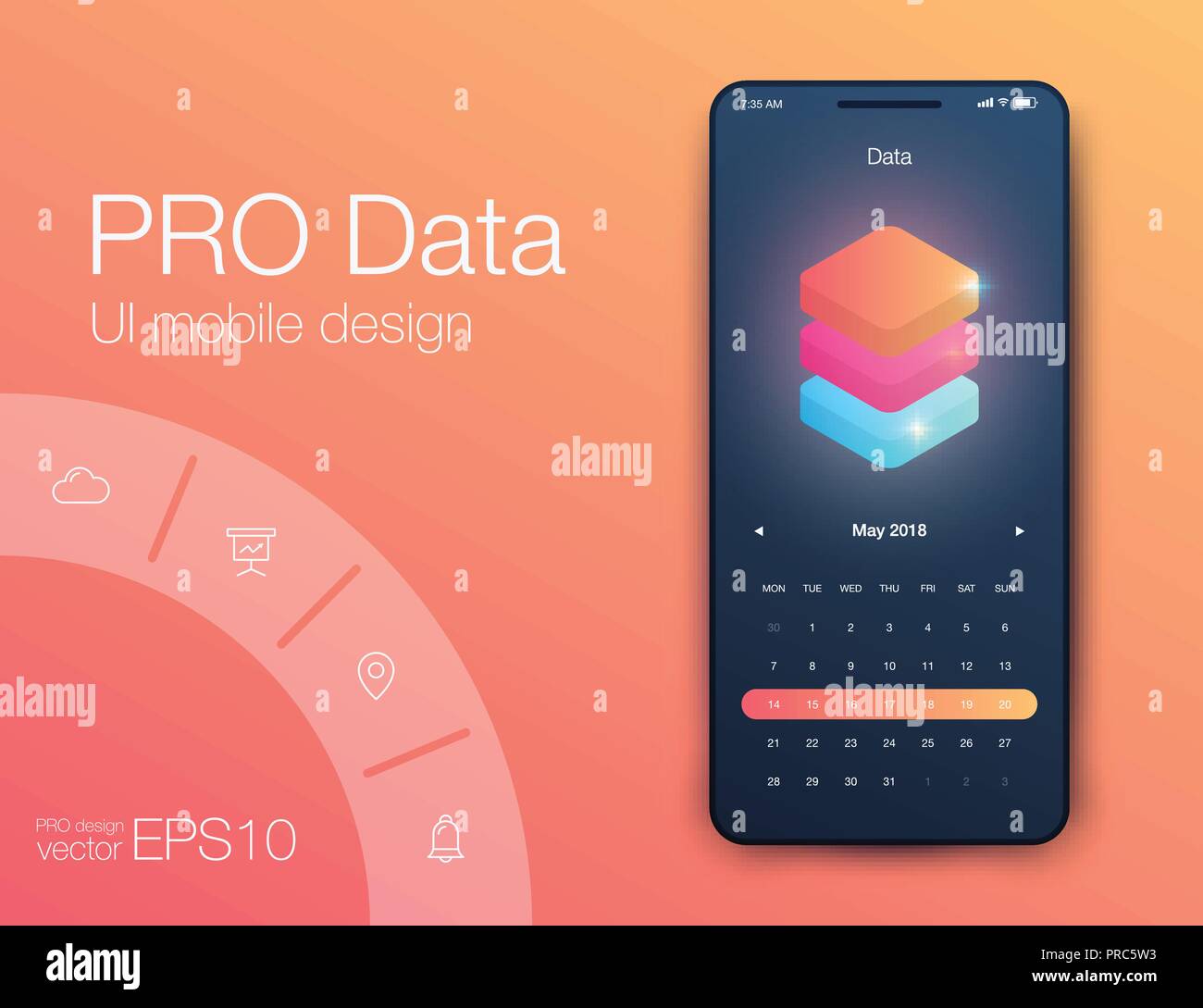 Datum Anwendung UI Design Konzept Vektor Stock Vektor