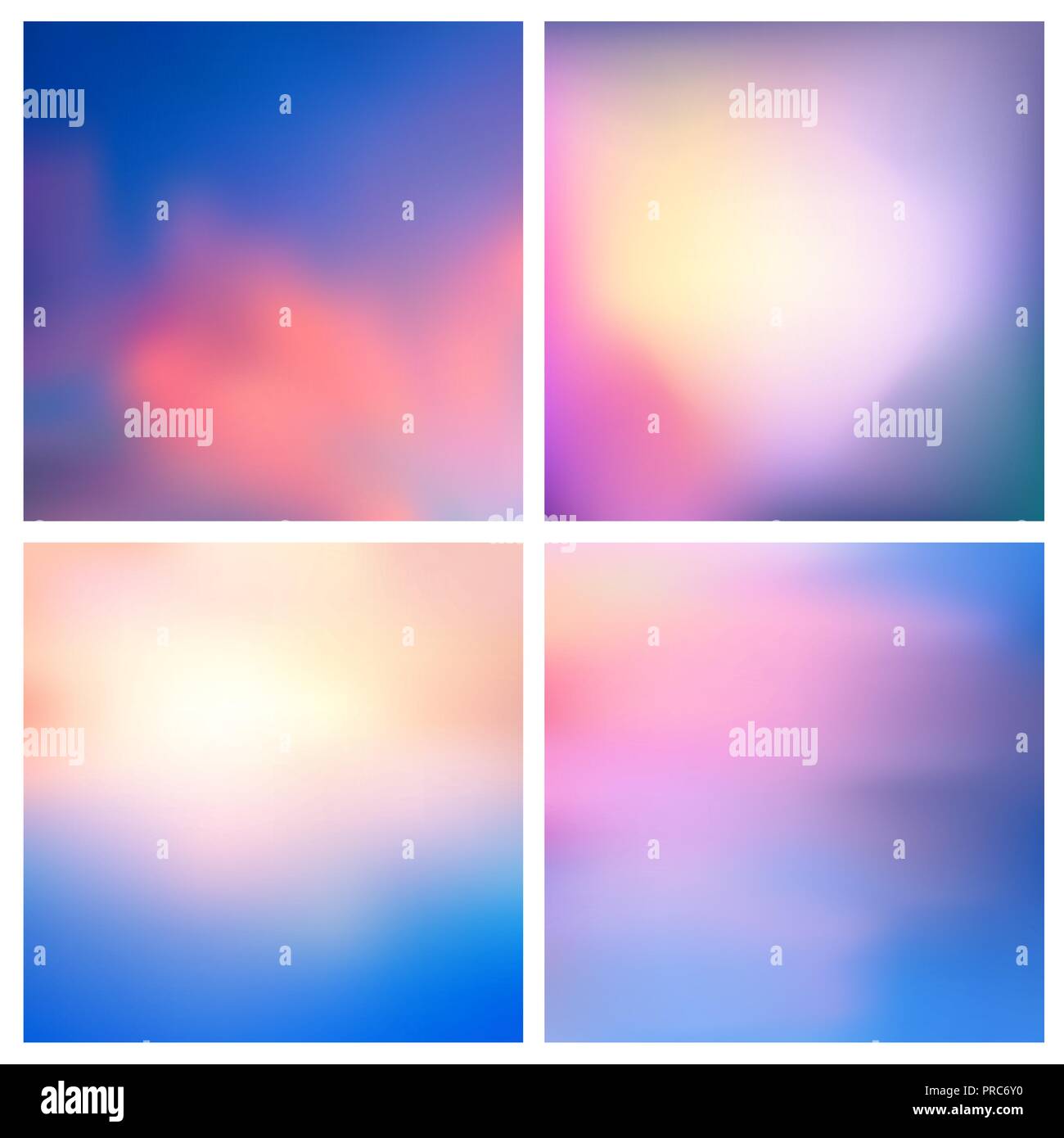 Abstract vector Natur verschwommenen Hintergrund gesetzt. Platz unscharfen Hintergründen - Himmel Wolken Meer Ozean grün Farben Stock Vektor