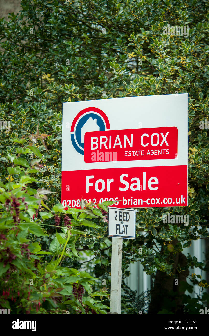 Für Verkauf und lassen Anzeichen für Immobilienmakler Brian Cox in Harrow London Stockfoto