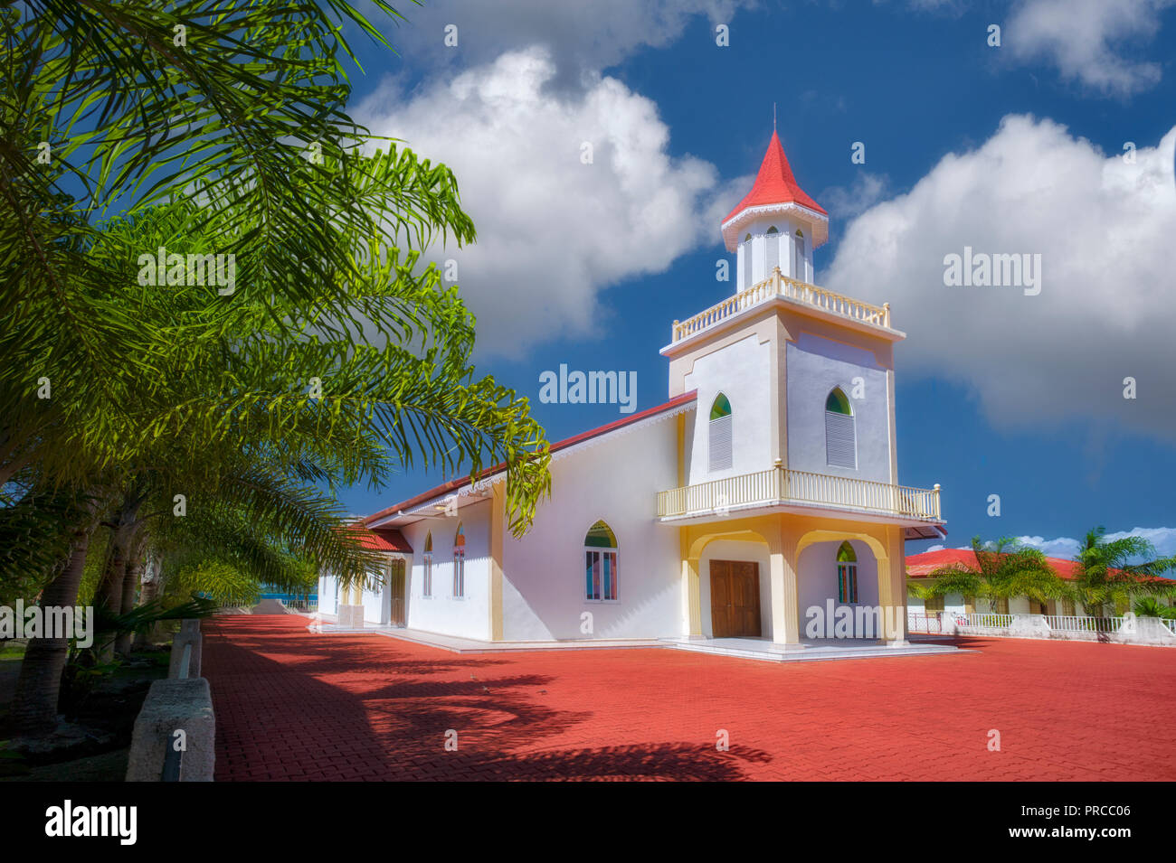 Anau Maohi Prtestant Kirche. Bora Bora. Französisch Polynesien. Stockfoto